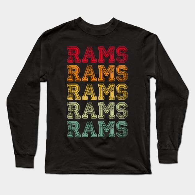 Vintage Retro Rams Gift Long Sleeve T-Shirt by BadDesignCo